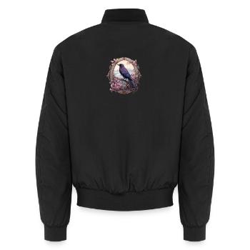 Rabe in einem romantischen ovalen Rahmen - Unisex Bomberjacke - Schwarz - Hinten - AI Model Male 185 light (185cm)
