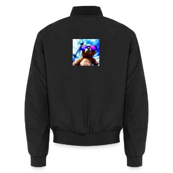 Teddy in Berlin III - Unisex Bomberjacke - Schwarz - Hinten - AI Model Male 185 light (185cm)