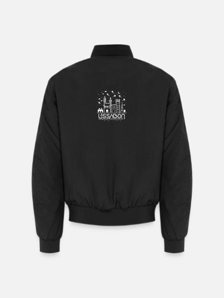 Lisbon Skyline Line Art - Unisex Bomber Jacket - black