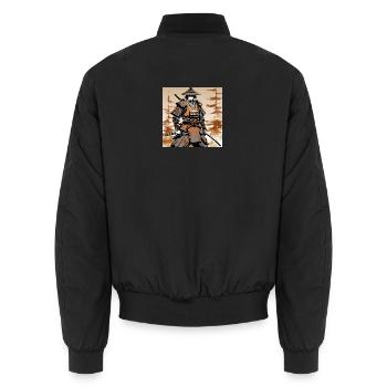 Samurai im Ocker-Rüstungsstil - Unisex Bomberjacke - Schwarz - Hinten - AI Model Male 185 light (185cm)