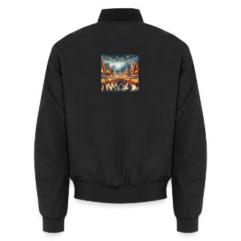 Un marché de Noël chaleureux - Bomber unisexe - noir - Dos - AI Model Male 185 light (185cm)