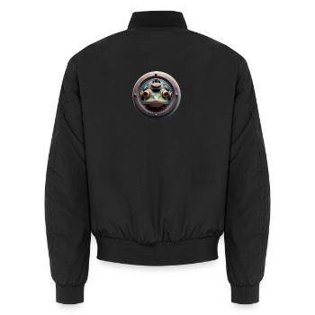 Grenouille avec casque de plongée regardant à travers le hublot - Bomber unisexe - noir - Dos - AI Model Male 185 light (185cm)