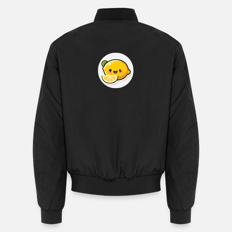 Süße lachenden gelbe Zitrone im Comic Stil Unisex Bomberjacke
