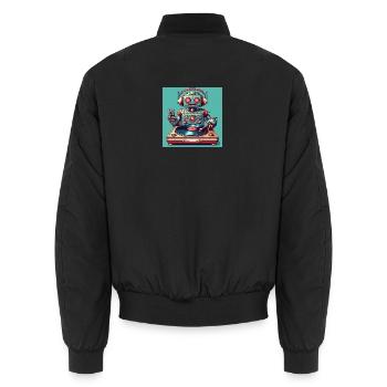 Robotic Vinyl Turntable - Unisex Bomber Jacket - black - Back - AI Model Male 185 light (185cm)