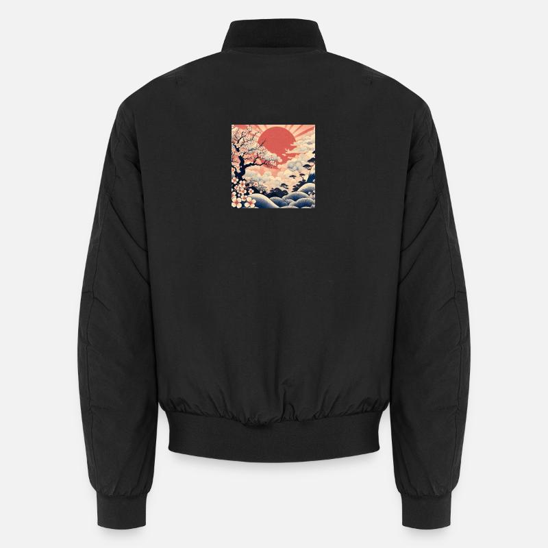 Sonnenaufgang Ukiyo-e-Stil - Unisex Bomberjacke - Schwarz