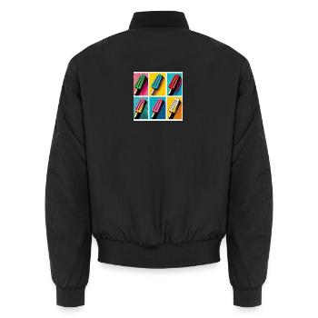 Ice on the Style Popsicle Pop Art II - Unisex Bomber Jacket - black - Back - AI Model Male 185 light (185cm)