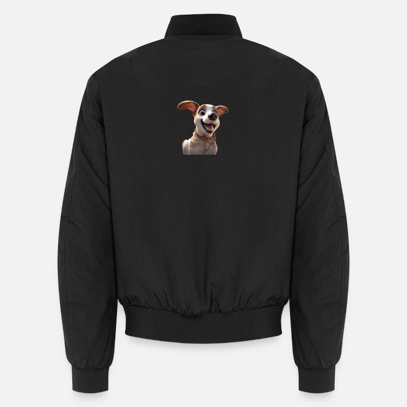 Fröhliche Cartoon-Hundejubel - Unisex Bomberjacke - Schwarz
