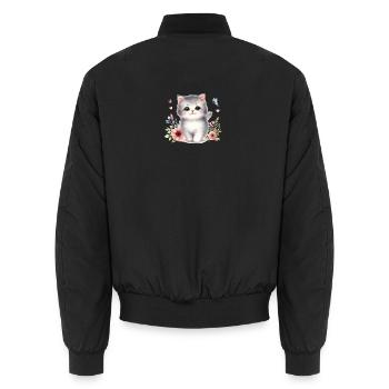 Süße Katze - Unisex Bomberjacke - Schwarz - Hinten - AI Model Male 185 light (185cm)