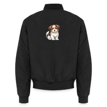 Cute dog - Unisex Bomber Jacket - black - Back - AI Model Male 185 light (185cm)