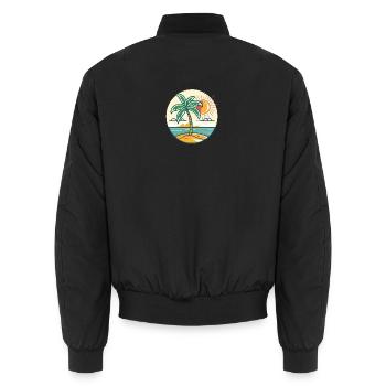 Inselpalme am Sonnenuntergang - Unisex Bomberjacke - Schwarz - Hinten - AI Model Male 185 light (185cm)