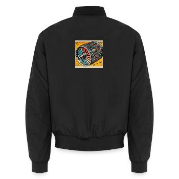 Turbine Unleashed: Comic Art - Airplane Turbine - Unisex Bomber Jacket - black - Back - AI Model Male 185 light (185cm)
