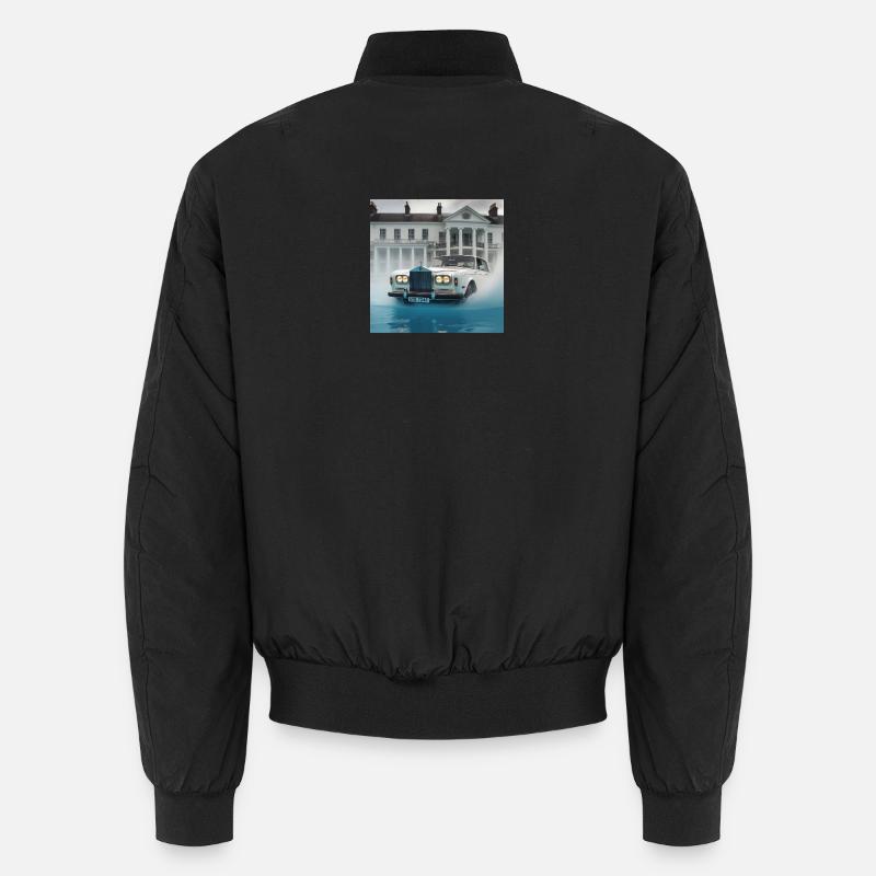 Oldtimer in beleuchteter Wasserfontänenszene Unisex Bomberjacke