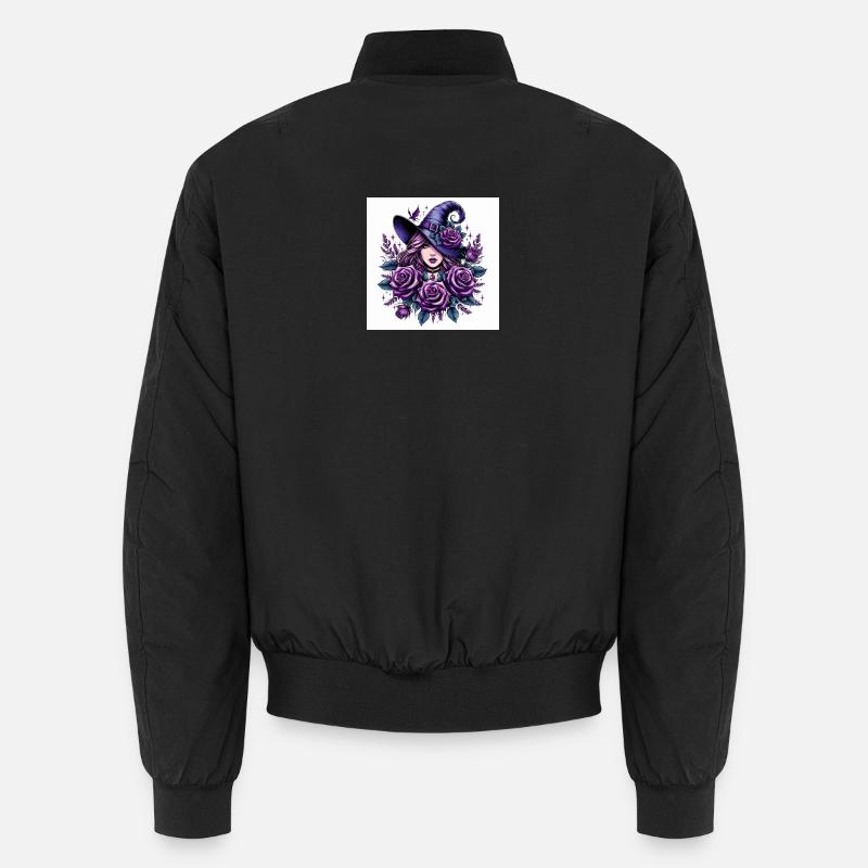 Hexe mit violett Rosen Unisex Bomberjacke