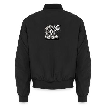 Bosswoof Gold Necklace Dog - Unisex Bomber Jacket - black - Back - AI Model Male 185 light (185cm)