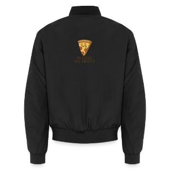 In Pizza We Crust - Unisex Bomber Jacket - black - Back - AI Model Male 185 light (185cm)