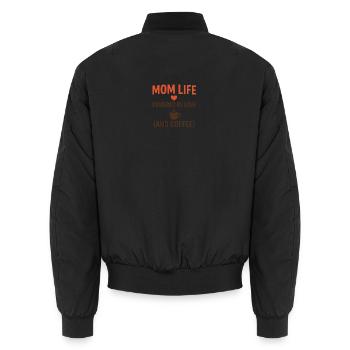 Lustiges Muttertagsgeschenk für kaffeebegeisterte Mütter - Unisex Bomberjacke - Schwarz - Hinten - AI Model Male 185 light (185cm)