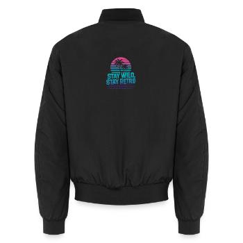 Bleib wild, bleib retro Palmen Neon - Unisex Bomberjacke - Schwarz - Hinten - AI Model Male 185 light (185cm)