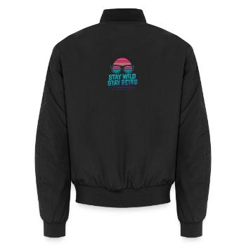 Stay Wild Stay Retro Neon - Unisex Bomberjacke - Schwarz - Hinten - AI Model Male 185 light (185cm)
