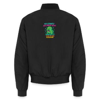 Witziges Kaktus Design – „Ich schwitz’ aus Prinzip - Unisex Bomberjacke - Schwarz - Hinten - AI Model Male 185 light (185cm)