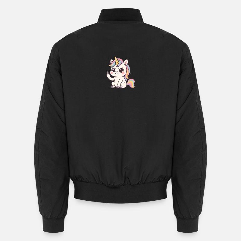 Freches Einhorn mit Mittelfinger – Kawaii Statemen Unisex Bomberjacke