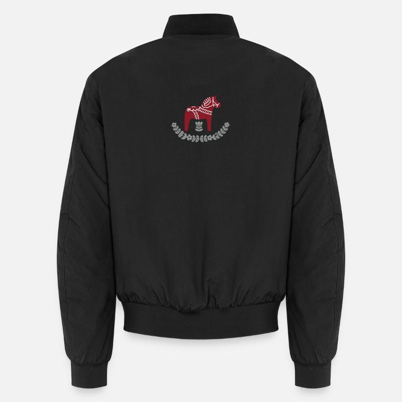 Dala Pferd mit Blumenbogen – Nordic Folk Design Unisex Bomberjacke