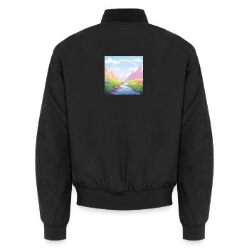 Nature Dream: Rainbow in the Mountains - Unisex Bomber Jacket - black - Back - AI Model Male 185 light (185cm)
