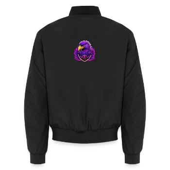 Futuristic eagle with neon accents - Unisex Bomber Jacket - black - Back - AI Model Male 185 light (185cm)
