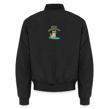 Stay Pawsitive – Cool Cat Vibes - Bomber unisexe - noir - Dos - AI Model Male 185 light (185cm)