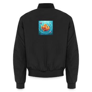 Playful goldfish in colorful water - Unisex Bomber Jacket - black - Back - AI Model Male 185 light (185cm)