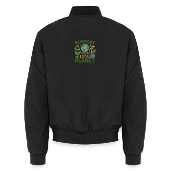 Soutenez votre planète locale – Conception environnementale - Bomber unisexe - noir - Dos - AI Model Male 185 light (185cm)