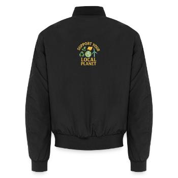 Support Your Local Planet - Unisex Bomber Jacket - black - Back - AI Model Male 185 light (185cm)