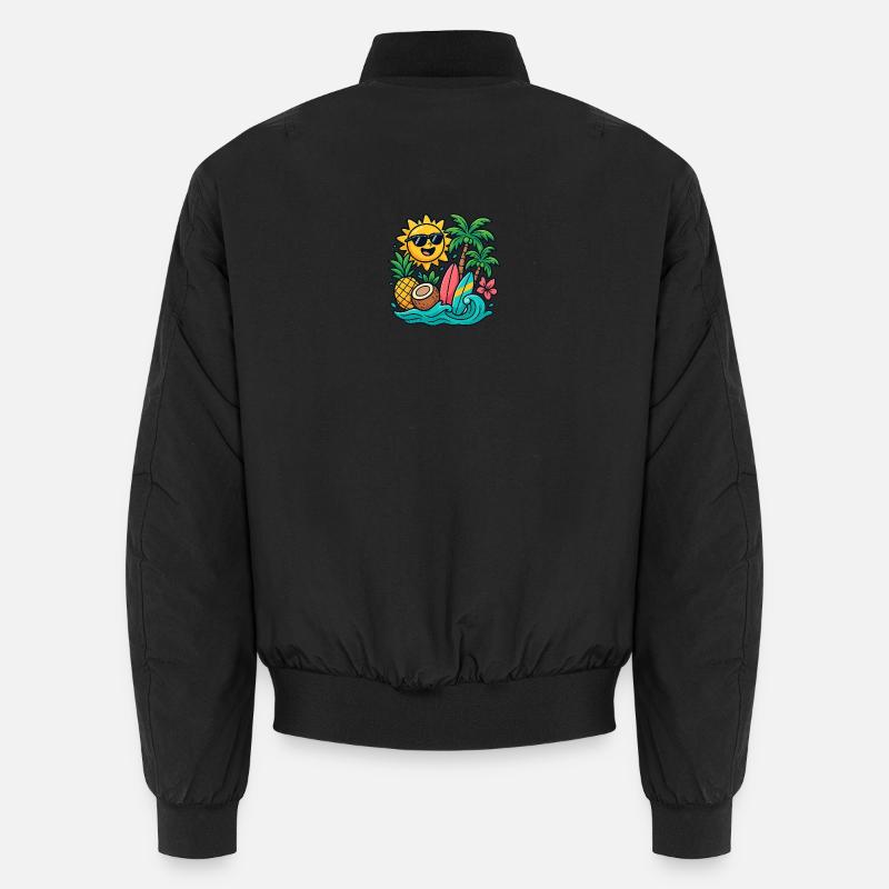 Sunny Beach Paradise Surf Design - Unisex Bomber Jacket - black