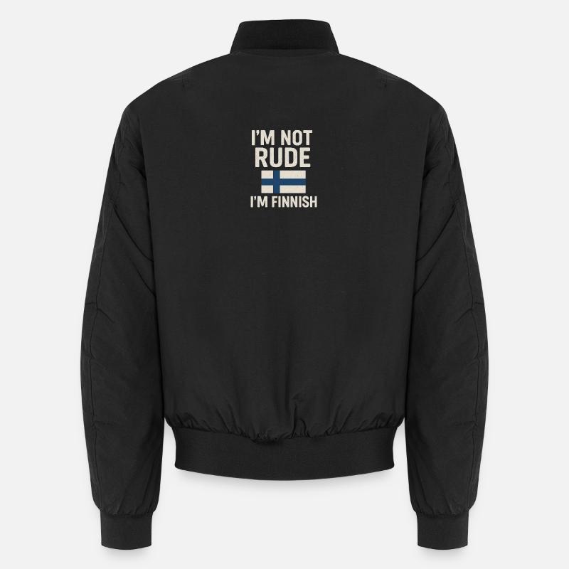 Finnish flag. Not rude - Unisex Bomber Jacket - black