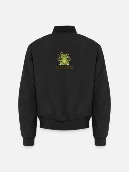 Positive Vibes – Meditierender Frosch im Zen-Modus - Unisex Bomberjacke - Schwarz