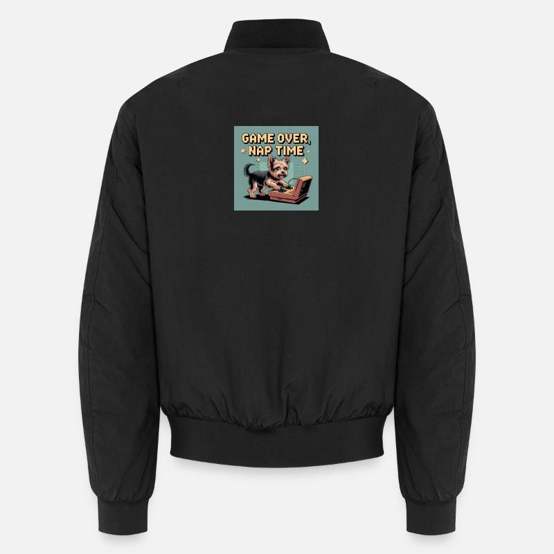 Dog and Console: Virtual Gameplay Unisex Bomber Jacket