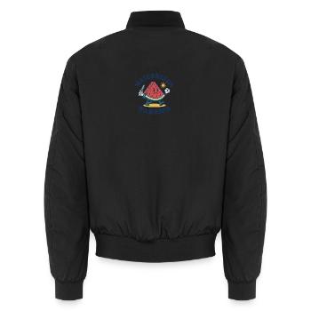 Watermelon Warrior – Bold Slice Design - Unisex Bomber Jacket - black - Back - AI Model Male 185 light (185cm)