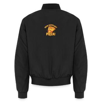Funny pizza motif with question - Unisex Bomber Jacket - black - Back - AI Model Male 185 light (185cm)