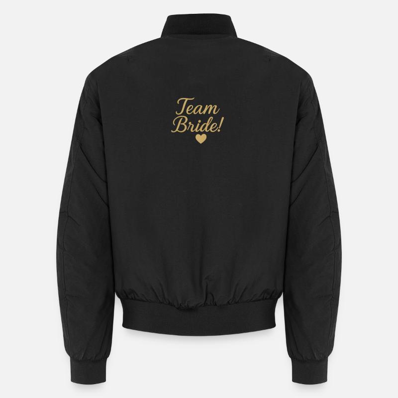 Team Bride Gold Script Design. Hochzeit - Unisex Bomberjacke - Schwarz