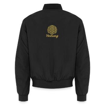 Blume des Lebens - Heilung - Unisex Bomberjacke - Schwarz - Hinten - AI Model Male 185 light (185cm)