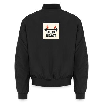 Powerful Expression of Strength and Determination - Unisex Bomber Jacket - black - Back - AI Model Male 185 light (185cm)