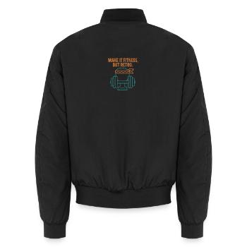 Retro Fitness Hot Dog Illustration - Bomber unisexe - noir - Dos - AI Model Male 185 light (185cm)