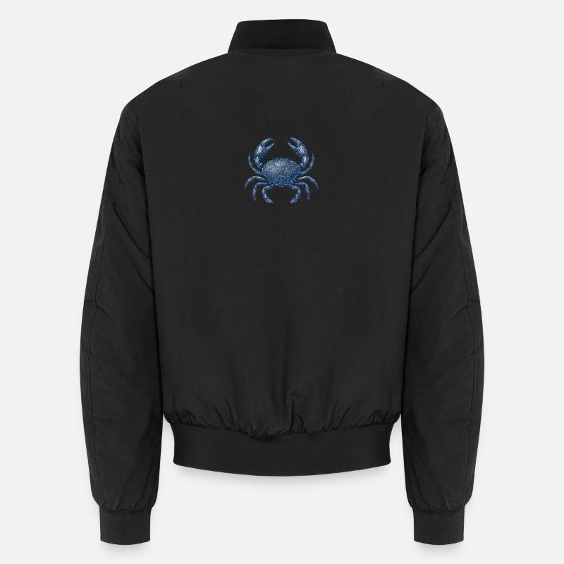 Detaillierte blaue Krabbe Illustration - Unisex Bomberjacke - Schwarz