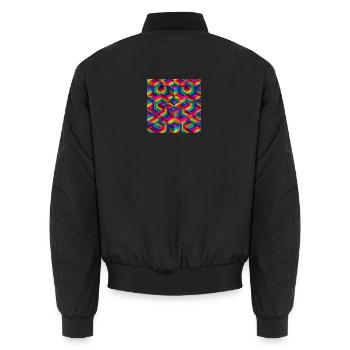 Bunte Geometrische 3D-Illusion - Unisex Bomberjacke - Schwarz - Hinten - AI Model Male 185 light (185cm)