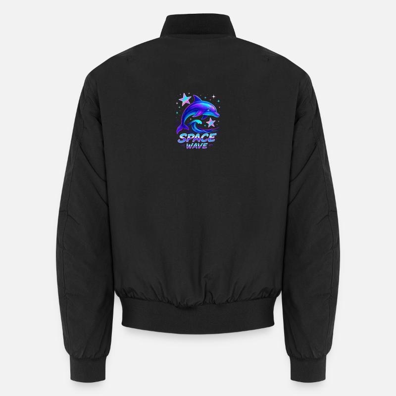 Neon Space Wave Delphin Design Unisex Bomberjacke