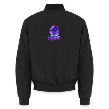 Neon Jellyfish Deepwave Design - Unisex Bomber Jacket - black - Back - AI Model Male 185 light (185cm)