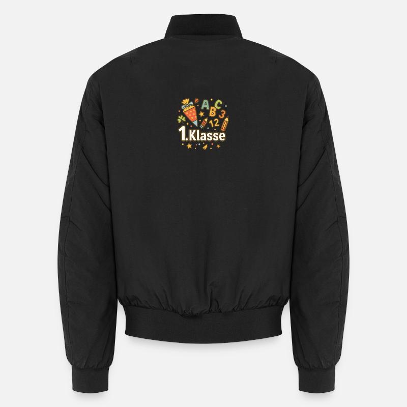 Erstklässler Motiv mit Schulutensilien - Unisex Bomberjacke - Schwarz