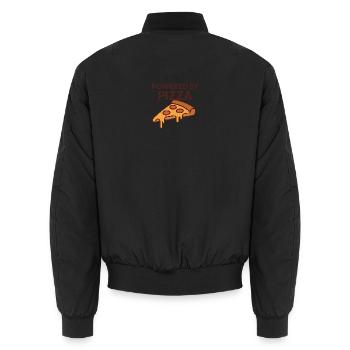 Powered by Pizza Motivationsdesign - Unisex Bomberjacke - Schwarz - Hinten - AI Model Male 185 light (185cm)