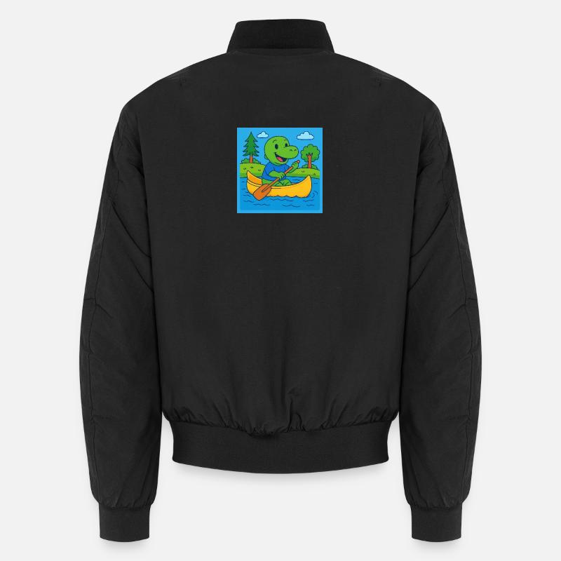 Little dinosaur in a canoe - Unisex Bomber Jacket - black