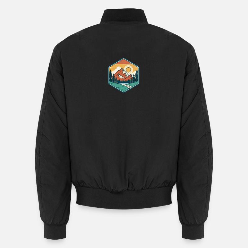 Mountain and Sun in Nature - Unisex Bomber Jacket - black
