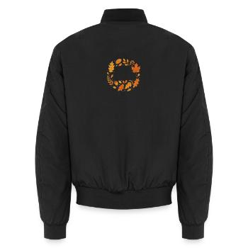 Herbstlaub Wreath Design - Unisex Bomberjacke - Schwarz - Hinten - AI Model Male 185 light (185cm)